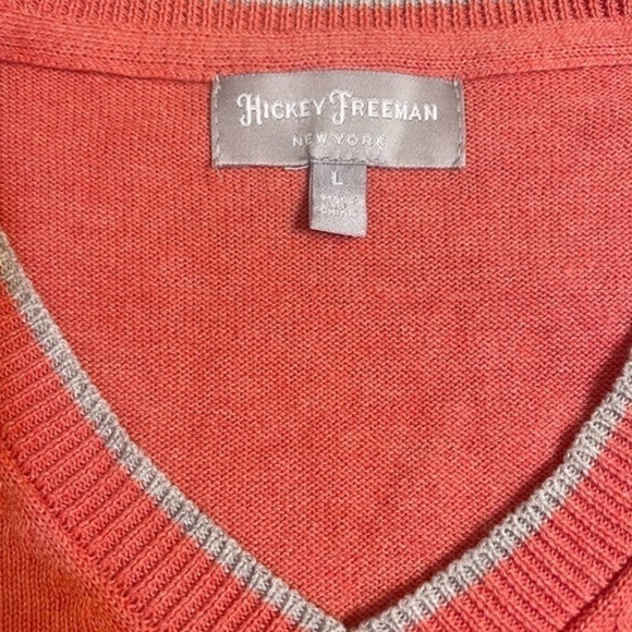 Hickey Freeman Mens Coral VNeck long sleeve sweater NWT Sz Large - Picture 2 of 7